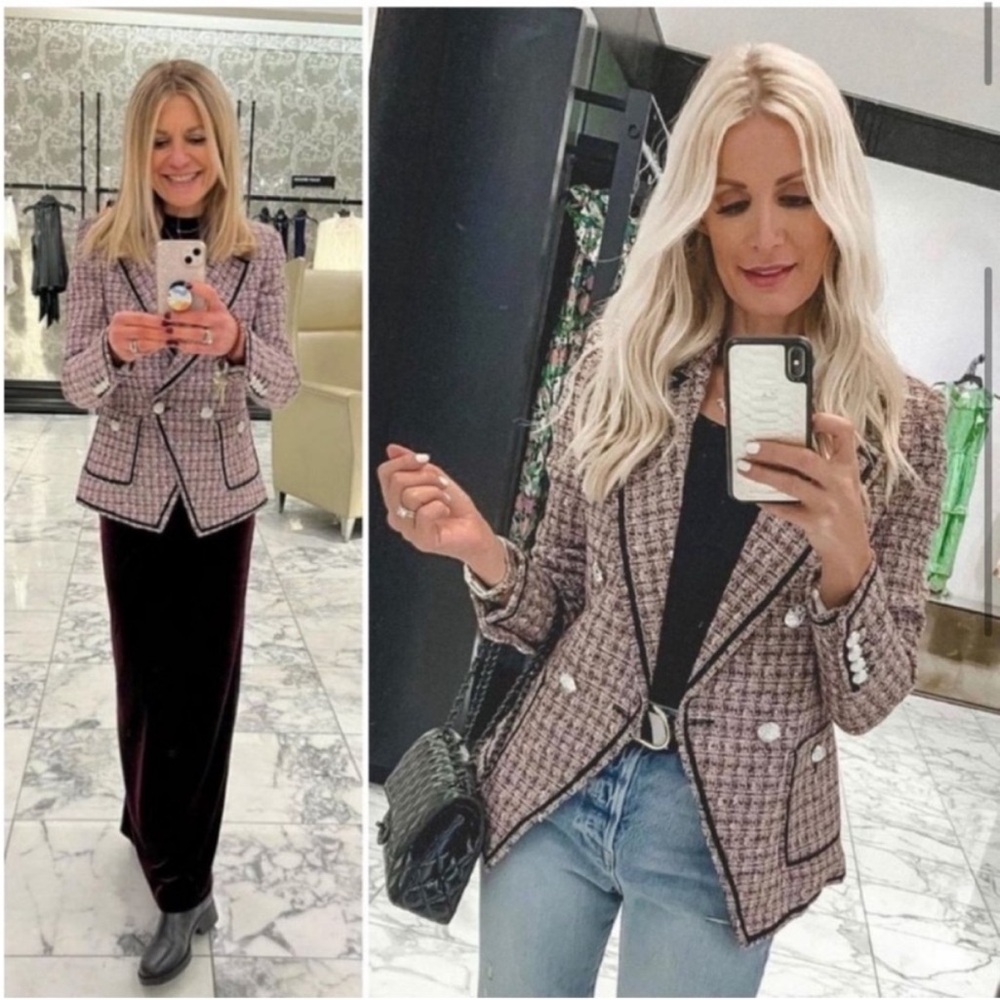 VERONICA BEARD | Theron Pink Purple Tweed Dickey Blazer Jacket US 8 - Picture 5 of 12